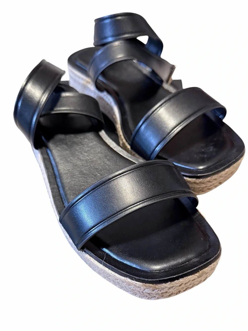 🌟🌼NIB INC International Concept Havilahp Black Tan Wedge Flatform Women Sandals